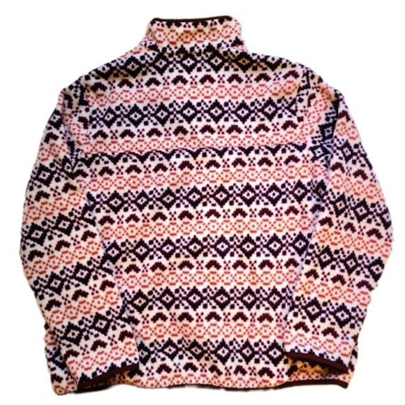 Lands' End Heritage Maroon Red & Purple Gorpcore Fleece Snap Neck Pullover - Picture 6 of 6